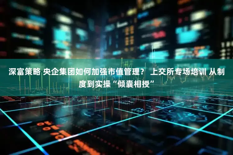 深富策略 央企集团如何加强市值管理？ 上交所专场培训 从制度到实操“倾囊相授”